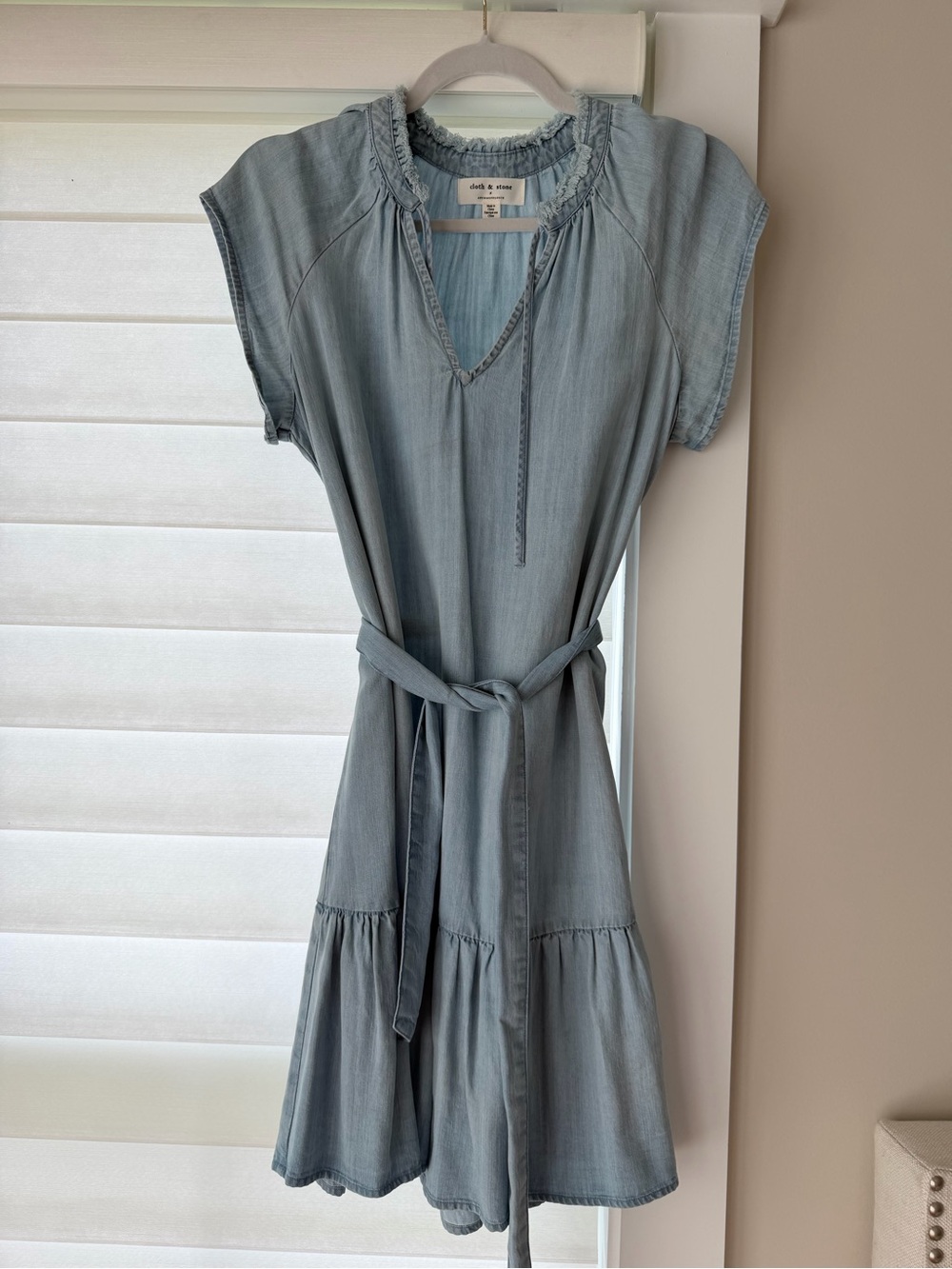 cloth & stone Soft Blue Tie-Waist Mini Dress